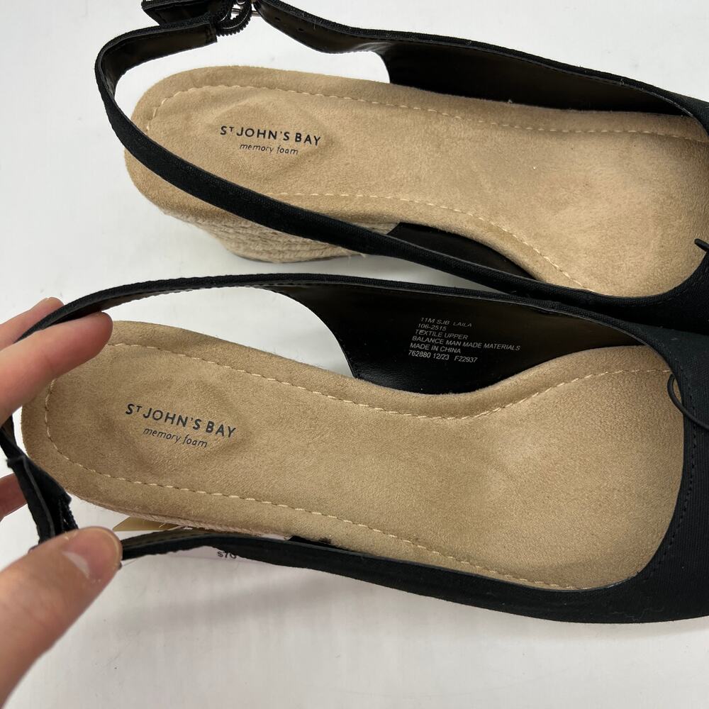 St. John's Bay Womens Wedge Sandals Black Color Size 11M - Picture 5 of 14